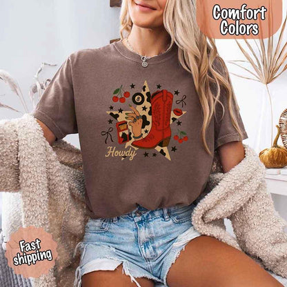 Howdy Cowgirl Star Collage Color Comfort Shirt