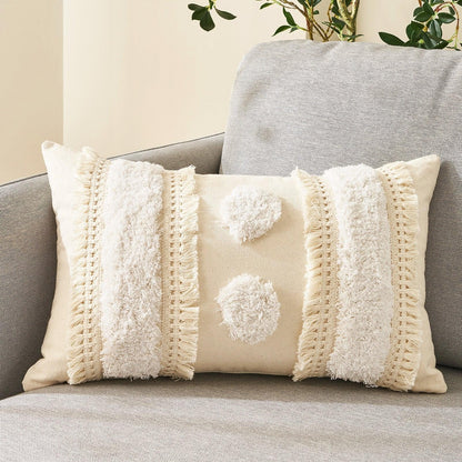 Cushion Cover Cotton Linen Pillowcase Tufted Beige Decorative Fashionable Cotton Hand-Woven Throw Pillow Covers Tufted  Pillow Covers  Bedroom Throw Pillow Cushion For Bed Home