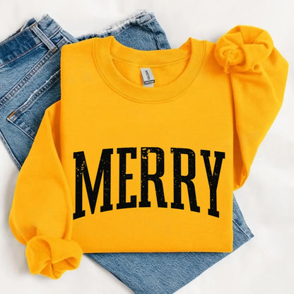Retro Merry Christmas Sweatshirt Festive Women’s Holiday Sweater